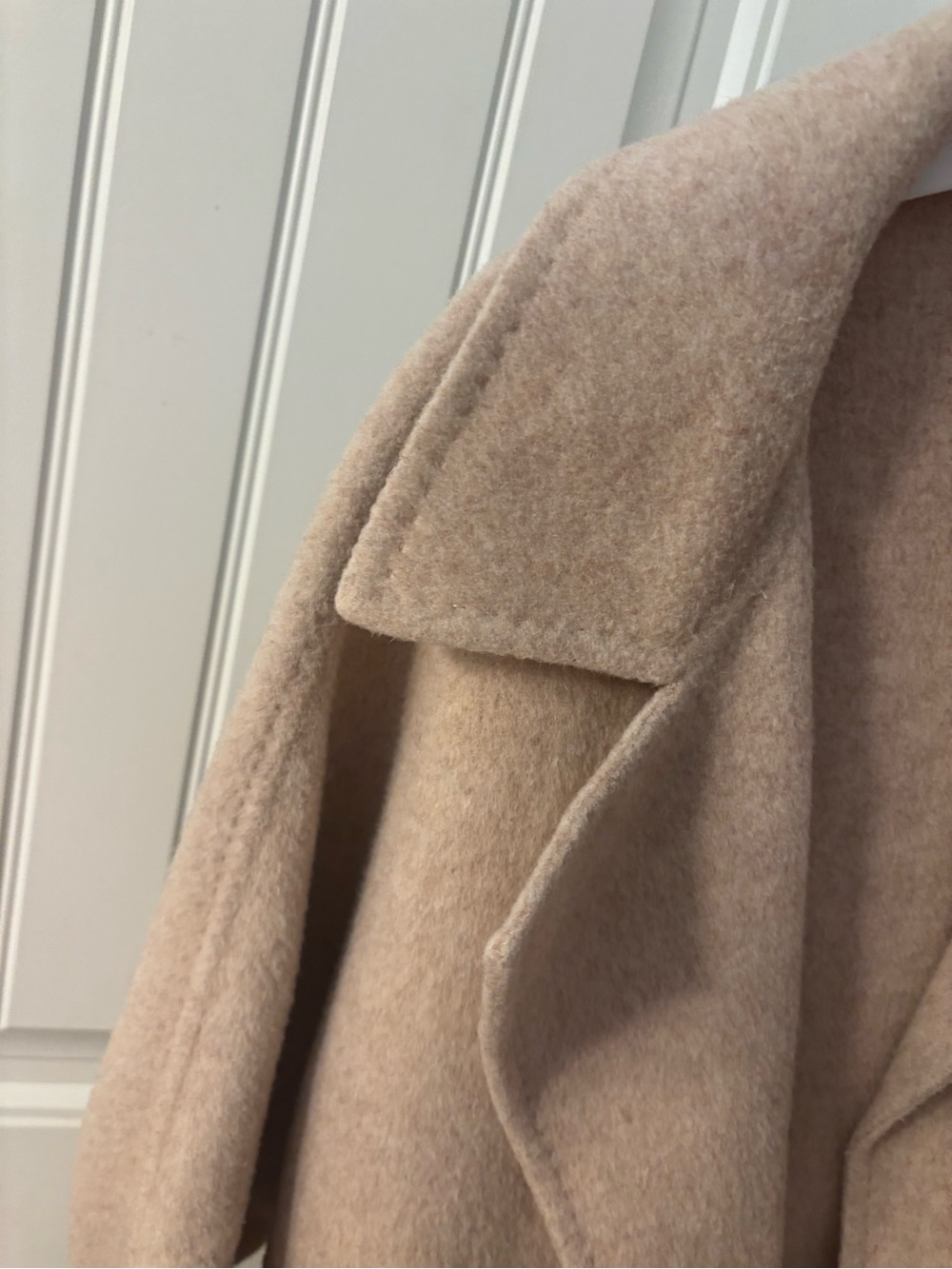 Mango MNG Beige Handmade Wool-Blend Long Belted Coat oversized S - Picture 4 of 15